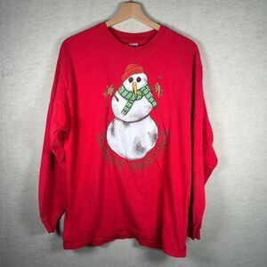 Vtg Seasons Greetings Hanes Holiday T Long Sleeve Graphic Adult L Christmas